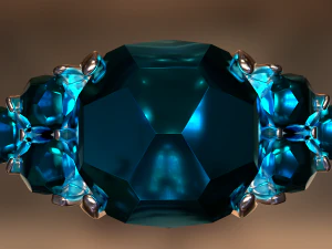 silver ring with aquamarine 3D Model