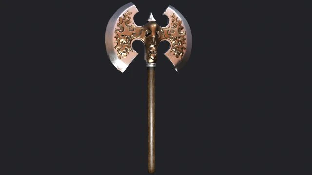 ancient battle axe 3D Model .c4d .max .obj .3ds .fbx .stl .blend 