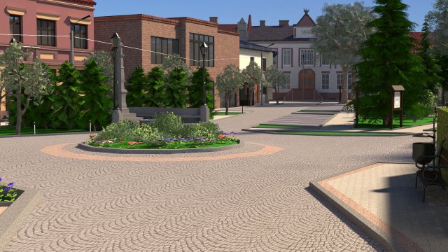 small city market square 3Dモデル .c4d .max .obj .3ds .fbx .stl .blend 