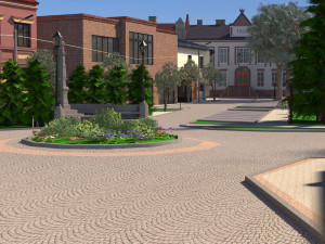small city market square 3D Model