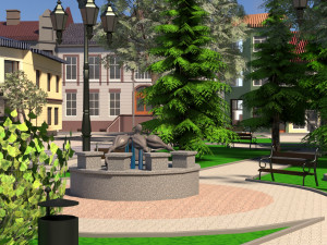small city market square 3Dモデル