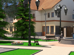 small city market square 3Dモデル