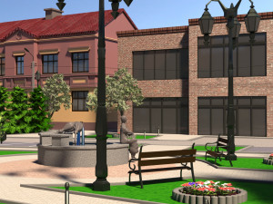 small city market square 3Dモデル