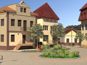 small city market square 3Dモデル