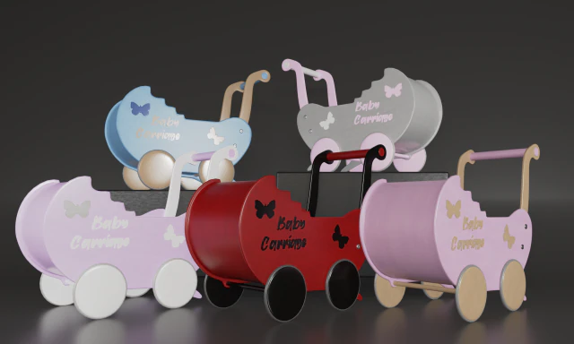doll strollers 3D Model .c4d .max .obj .3ds .fbx .stl .blend 