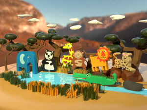 wooden animals savannah 3D Model