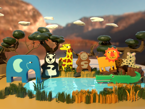 wooden animals savannah 3D Model