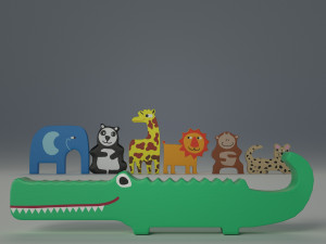 wooden animals savannah 3D Model