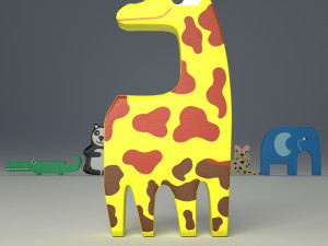 wooden animals savannah 3D Model