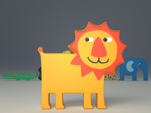wooden animals savannah 3D Model