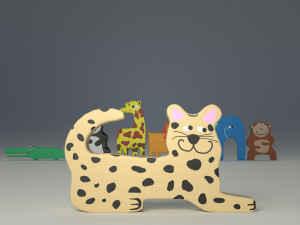 wooden animals savannah 3D Model