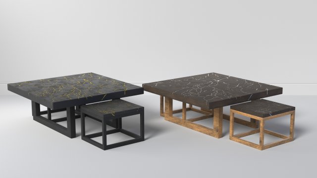 kintsugi coffee table sets 3D Модель .c4d .max .obj .3ds .fbx .stl .blend 