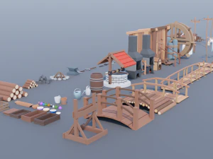 Pacote de recursos da vila Modelo 3D