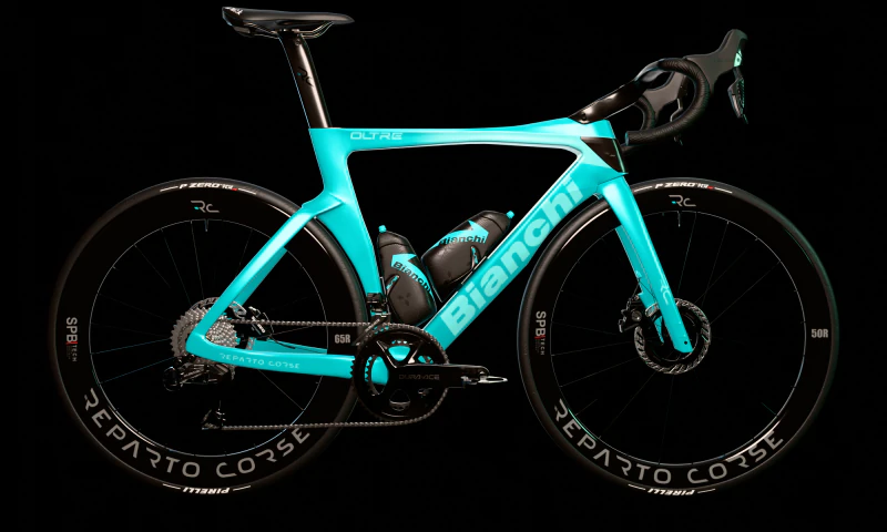 Bianchi Oltre RC 带有经典天蓝色涂装公路自行车 3D 模型 .c4d .max .obj .3ds .fbx .stl .blend 