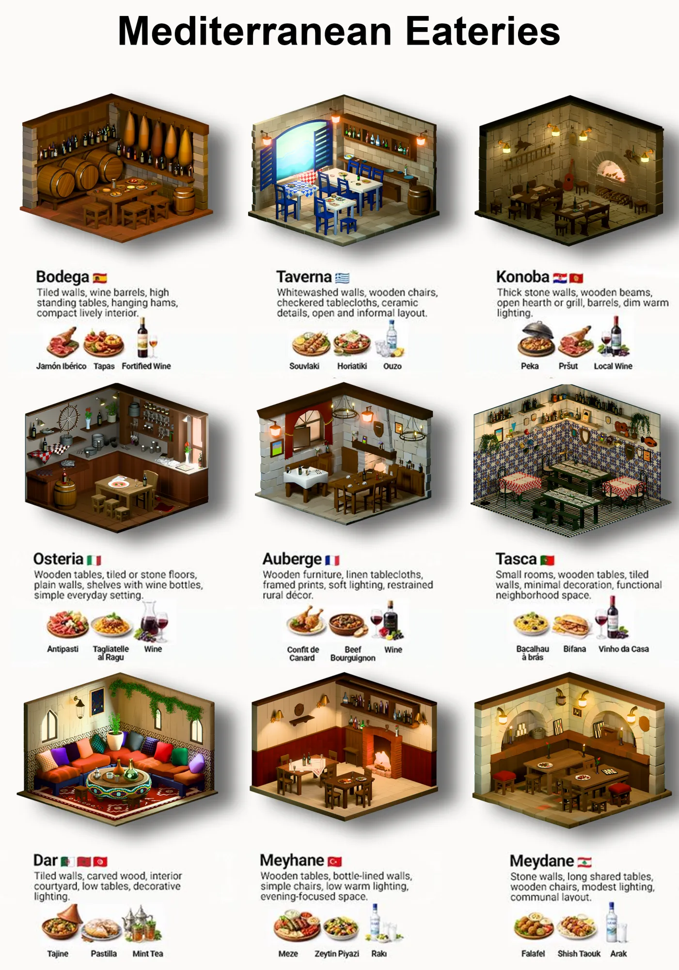Mediterranean Eateries 3D Model .c4d .max .obj .3ds .fbx .stl .blend 