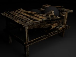 medieval table can be easily broken 3D Model