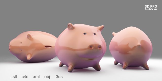 piggy bank 3d pro 3D Print Model .c4d .max .obj .3ds .fbx .stl .blend 