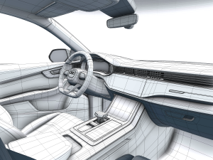 audi q8 2019 detailed interior 3D Model