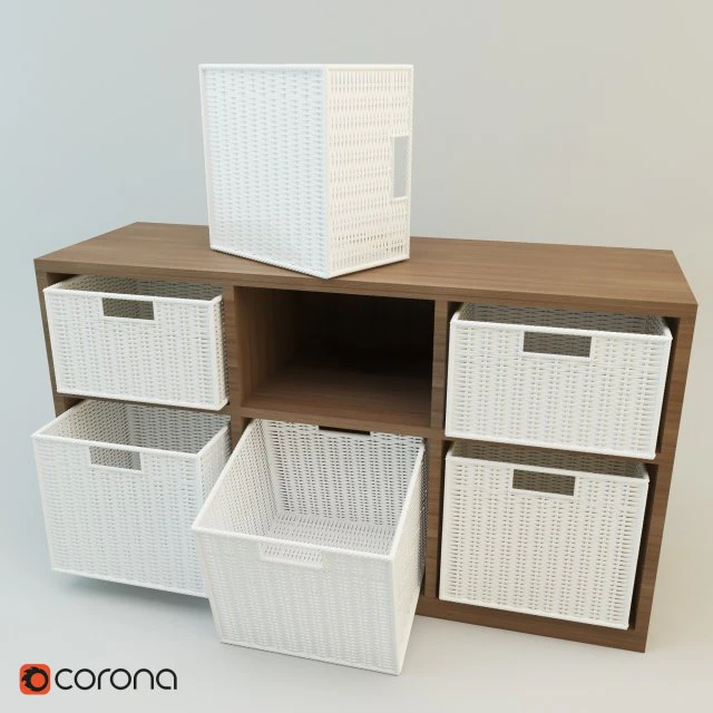 modern storage with 6 baskets 3D Model .c4d .max .obj .3ds .fbx .stl .blend 
