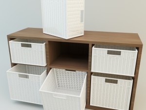 modern storage with 6 baskets 3D Model