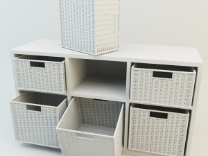 modern storage with 6 baskets 3D Model