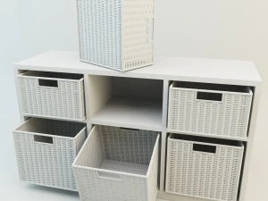modern storage with 6 baskets 3D Model