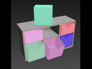 modern storage with 6 baskets 3D Model