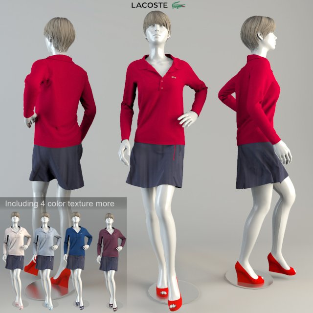 lacoste woman mannequin 3D Model .c4d .max .obj .3ds .fbx .stl .blend 