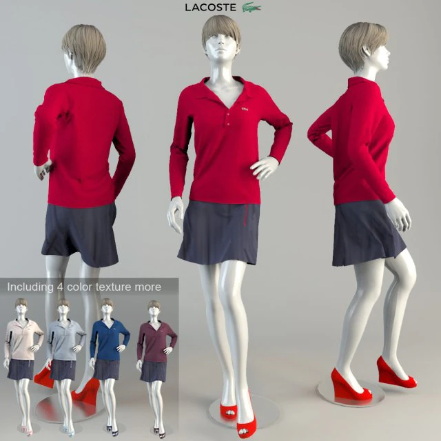 lacoste woman mannequin 3D Model .c4d .max .obj .3ds .fbx .stl .blend 