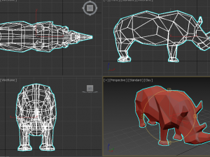 rhino statue Model 3D
