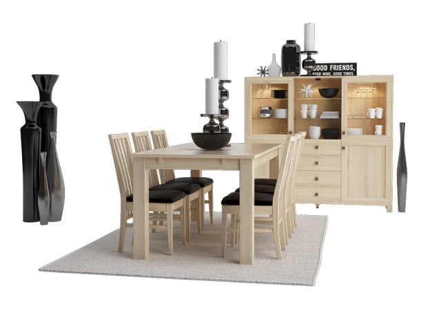 dining furnitures set 02 3D Model .c4d .max .obj .3ds .fbx .stl .blend 