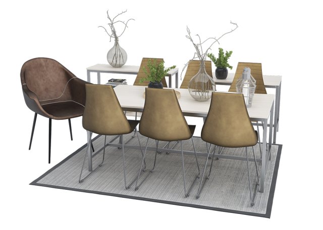 dining furnitures set 07 3D Модель .c4d .max .obj .3ds .fbx .stl .blend 