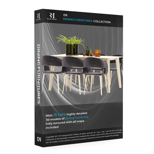 dining furnitures volumepack 3D मॉडल .c4d .max .obj .3ds .fbx .stl .blend 