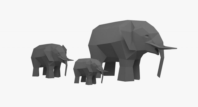 elephant low poly 3D Модель .c4d .max .obj .3ds .fbx .stl .blend 
