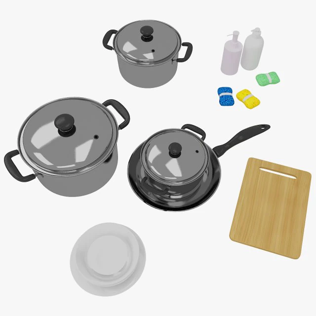 кухонне начиння 3D Модель .c4d .max .obj .3ds .fbx .stl .blend 