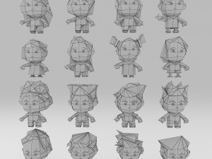 16 character low poly 3d 3D Модель