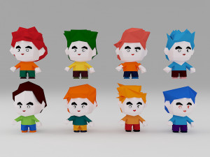 16 character low poly 3d 3D Модель