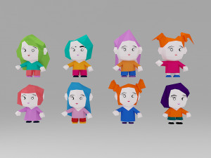 16 character low poly 3d 3D Модель