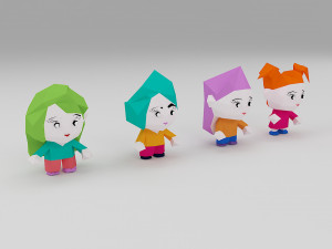 16 character low poly 3d 3D Модель