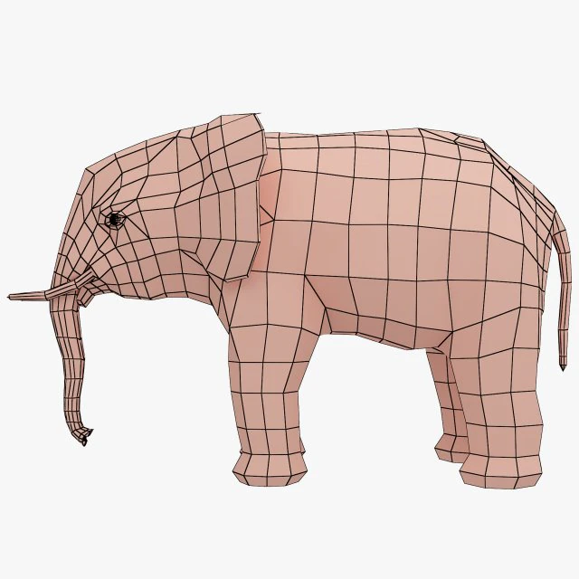 maille de base d'&eacute;l&eacute;phant Modèle 3D .c4d .max .obj .3ds .fbx .stl .blend 