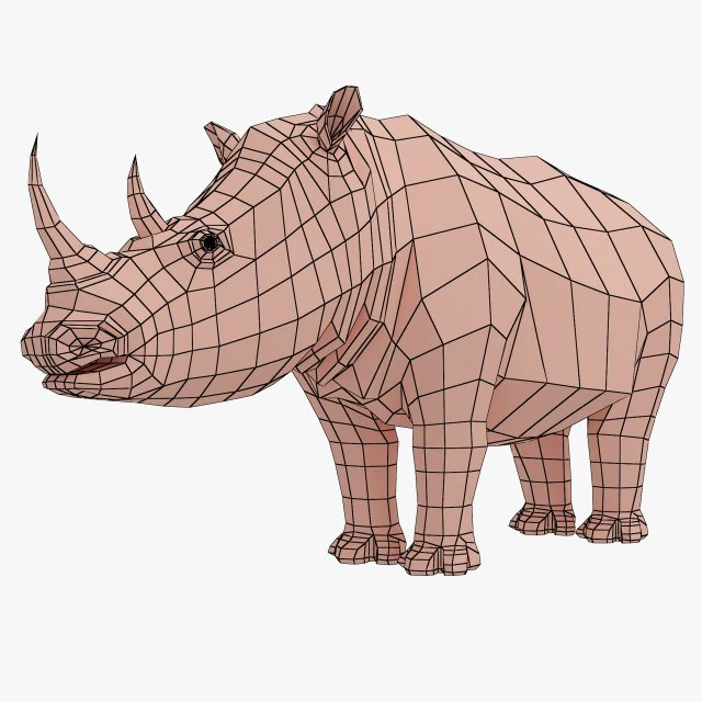 rhino base mesh 3D Model .c4d .max .obj .3ds .fbx .stl .blend 