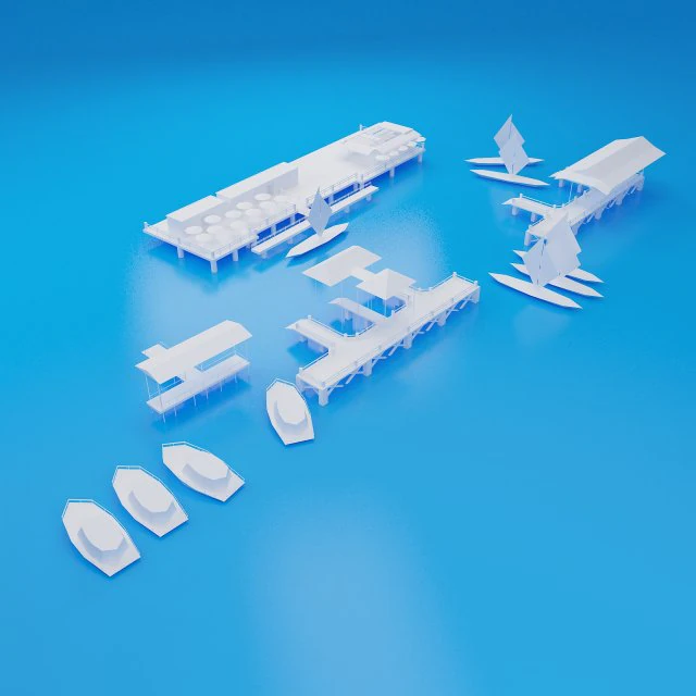 Pier Low Poly 3D Modell .c4d .max .obj .3ds .fbx .stl .blend 