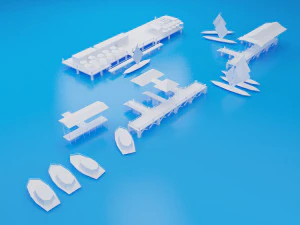 molo basso poli Modello 3D