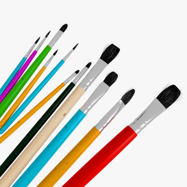 11 brush painting 3D Model .c4d .max .obj .3ds .fbx .stl .blend 