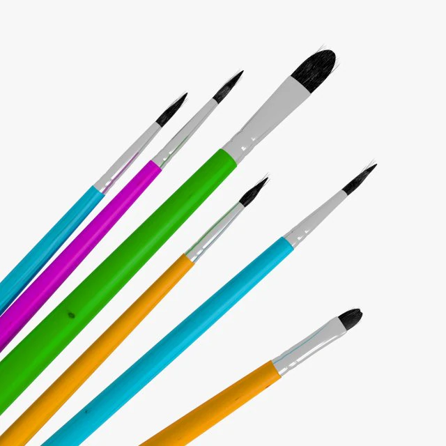 6 brush painting 3D Model .c4d .max .obj .3ds .fbx .stl .blend