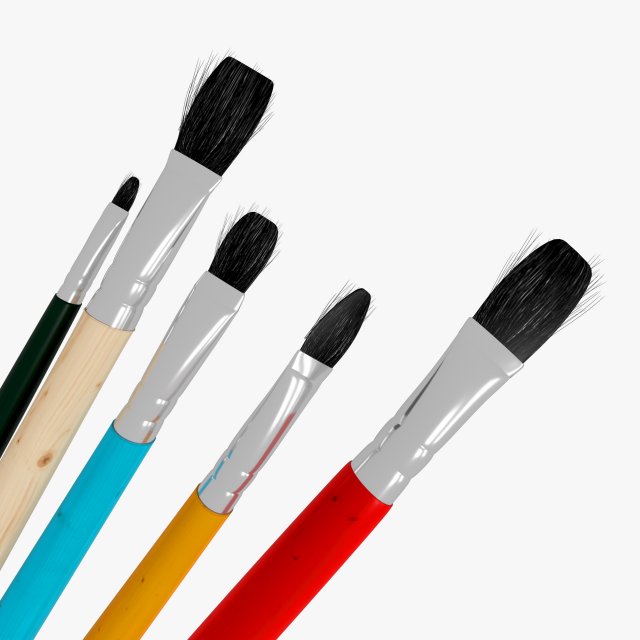5 brush painting 3D Model .c4d .max .obj .3ds .fbx .stl .blend 