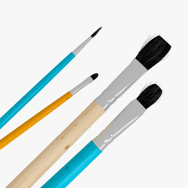 4 brush painting 3D Model .c4d .max .obj .3ds .fbx .stl .blend 
