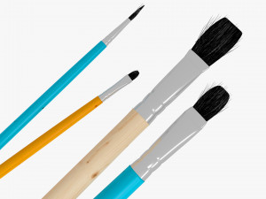 4 brush painting 3D Model