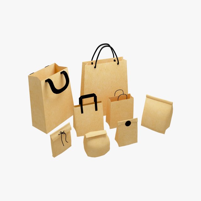 8 bag paper Model 3D .c4d .max .obj .3ds .fbx .stl .blend 