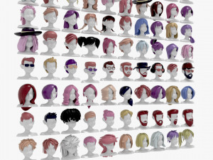 96 Hairstyles Model 3D